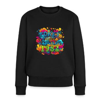 Funky Birthday: January 1982 - Psychadelic - Women's Premium Organic Jumper - black - Front - Julia (174cm)