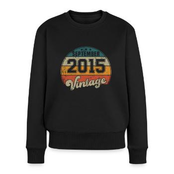 Vintage Geburtstag - September 2015 - Geschenkidee - Frauen Premium Bio Pullover - Schwarz - Vorne - Julia (174cm)