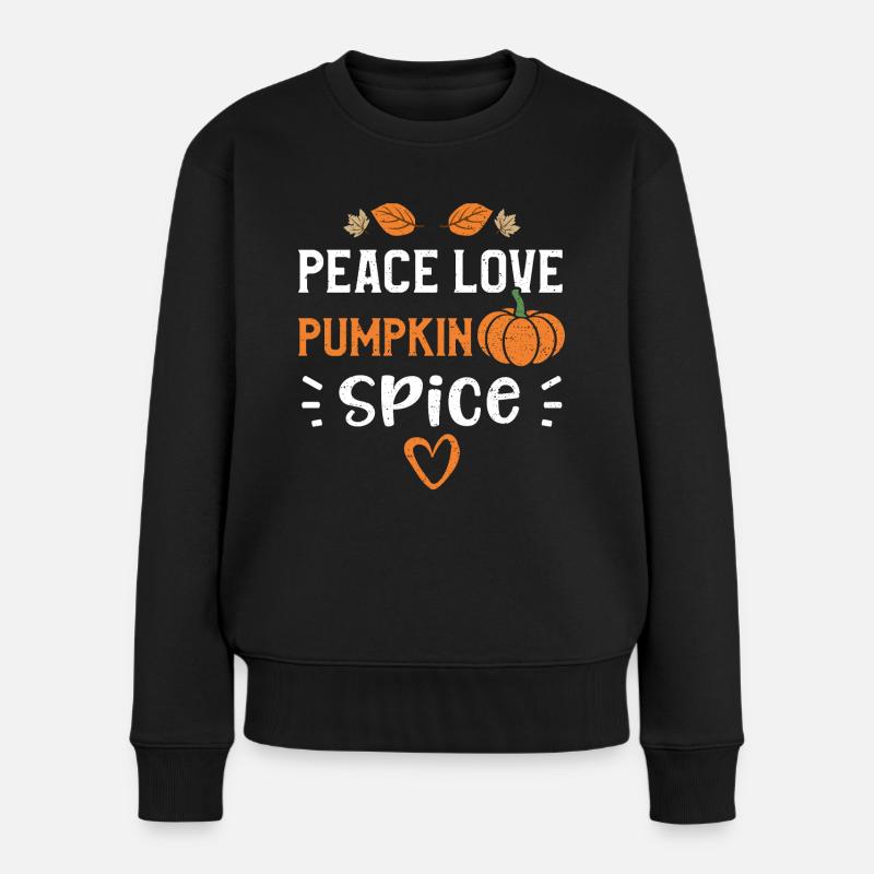 Peace Love Pumpkin Spice - Pumpkin - Frauen Premium Bio Pullover - Schwarz
