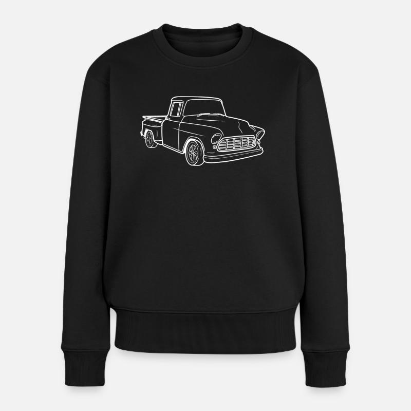 Klassischer LKW - Oldies Auto - Pickup - Frauen Premium Bio Pullover - Schwarz