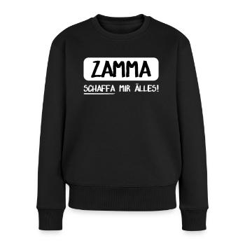 Partnermotiv Zamma (weiß) - Frauen Premium Bio Pullover - Schwarz - Vorne - Julia (174cm)