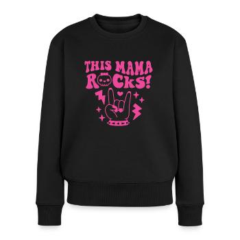 Diese Mama rockt Rock And Roll Mama - Frauen Premium Bio Pullover - Schwarz - Vorne - Julia (174cm)