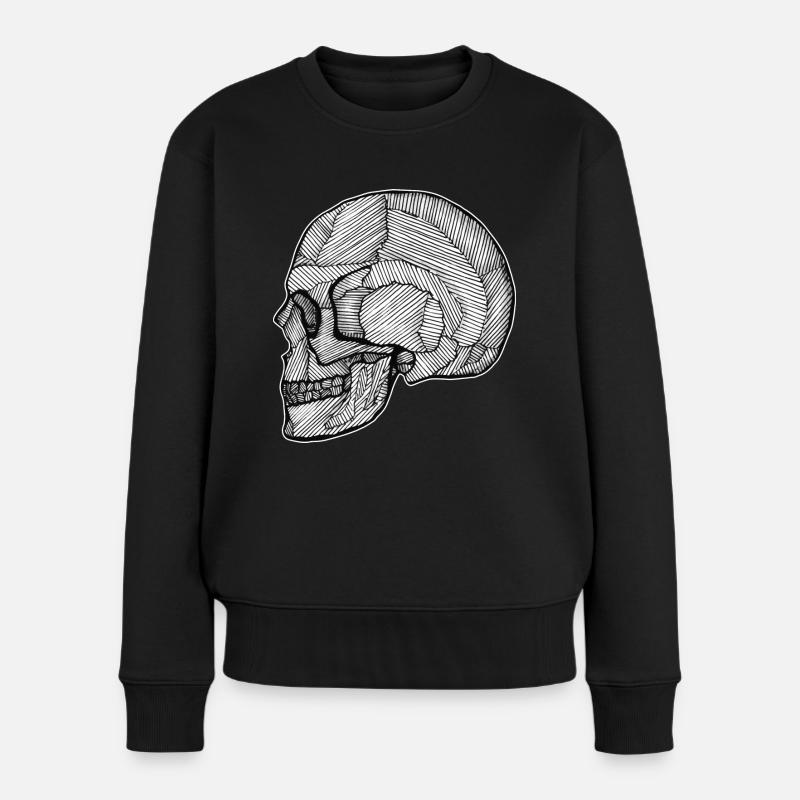 Skull_Lines.png - Frauen Premium Bio Pullover - Schwarz