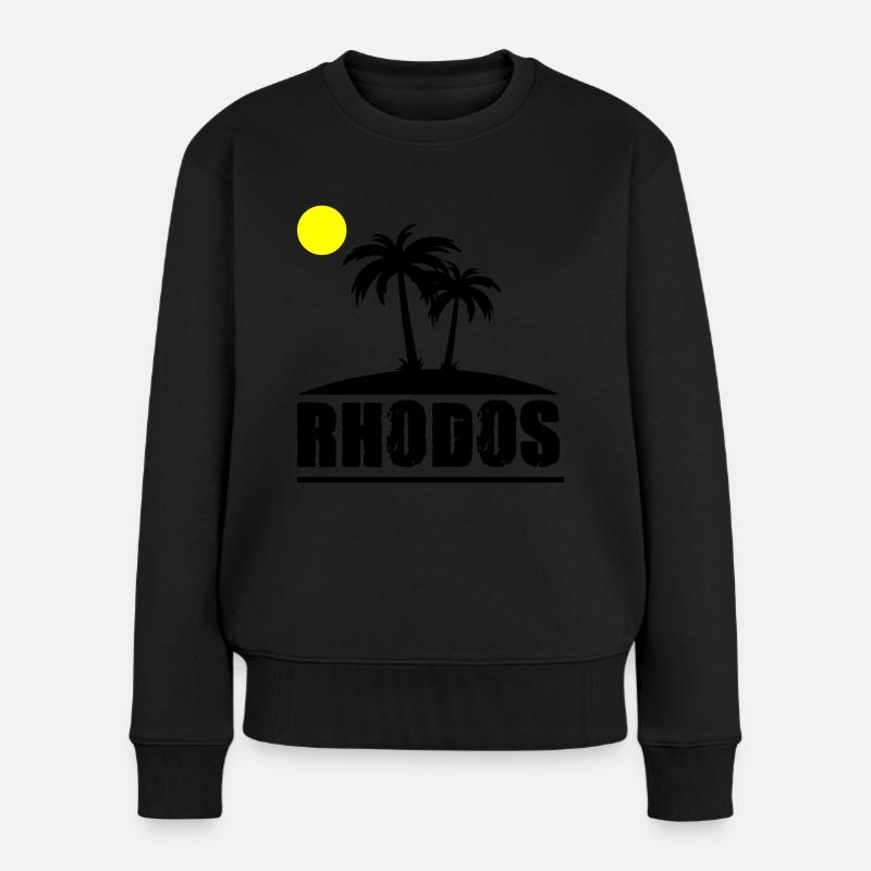 rhodos - Frauen Premium Bio Pullover - Schwarz
