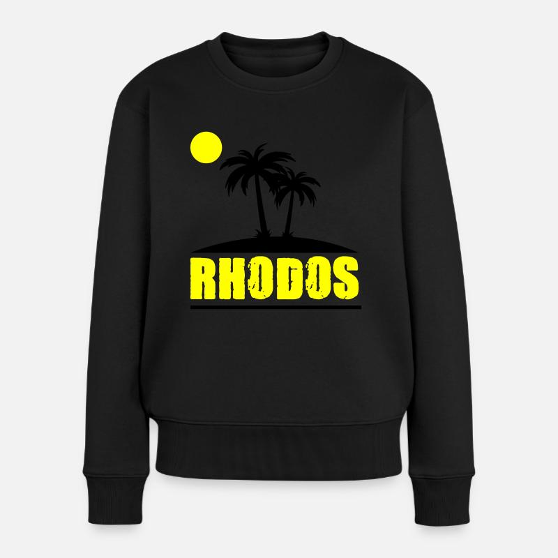 rhodos - Frauen Premium Bio Pullover - Schwarz