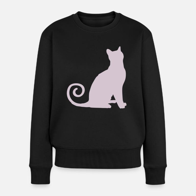 katze silhouette - Frauen Premium Bio Pullover - Schwarz