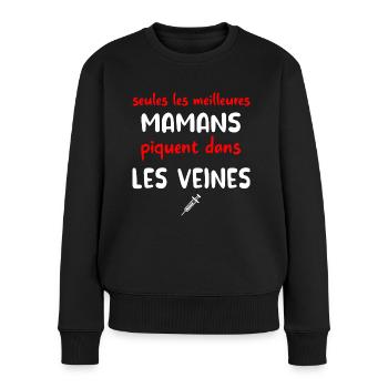 seules les meilleures mamans piquentdansles veines - Pull Premium bio Femme - noir - Devant - Julia (174cm)
