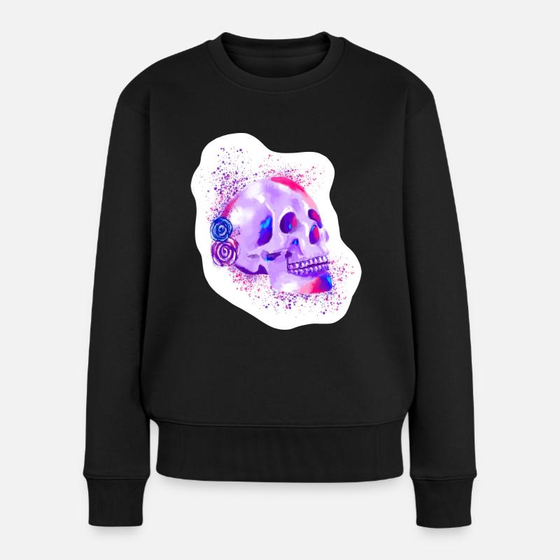 Schädel - Schädel - Frauen Premium Bio Pullover - Schwarz