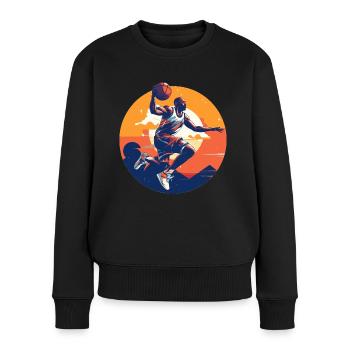 BASKETBALL für immer! - Frauen Premium Bio Pullover - Schwarz - Vorne - Julia (174cm)
