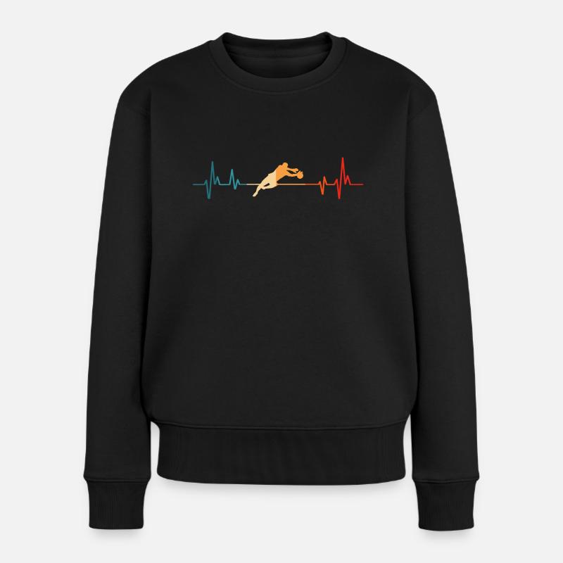 Fußball Torwart Herzschlag Torhüter - Frauen Premium Bio Pullover - Schwarz