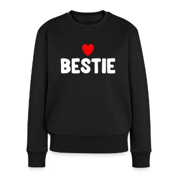 Bestie Herz - Frauen Premium Bio Pullover - Schwarz - Vorne - Julia (174cm)