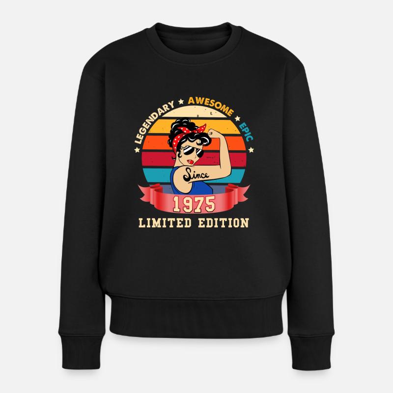 Anniversaire Femme Géniale 1975 Edition Limitée - Pull Premium bio Femme - noir