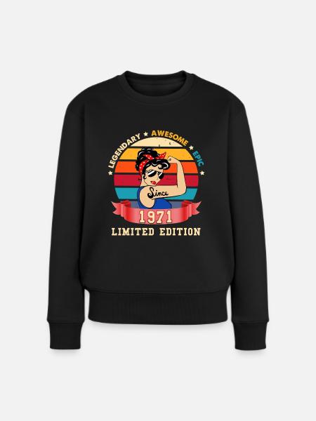 Frau Geburtstag 1971 Vintage Stylish - Frauen Premium Bio Pullover - Schwarz