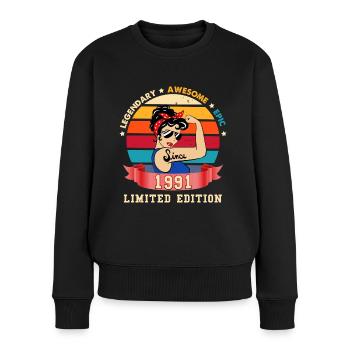 Geburtstagsfrau Legende seit 1991 Ausgabe - Frauen Premium Bio Pullover - Schwarz - Vorne - Julia (174cm)