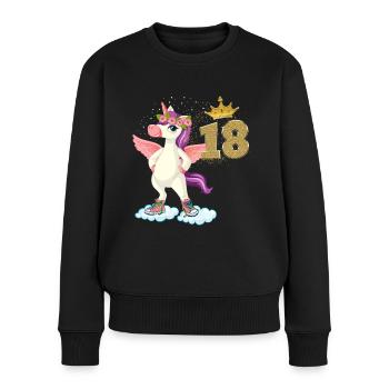 Licorne anniversaire 18 ans Cadeau Princesse - Pull Premium bio Femme - noir - Devant - Julia (174cm)