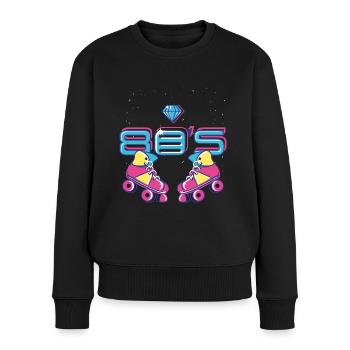 Patin à roulatte Années 80 stylé cadeau femme - Pull Premium bio Femme - noir - Devant - Julia (174cm)