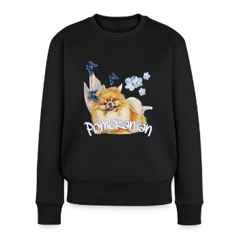 Zwergspitz - Pomeranian Shirts und Accessoires - Frauen Premium Bio Pullover - Schwarz - Vorne - Julia (174cm)