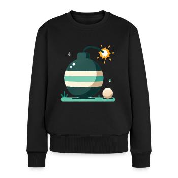Cartoon Bomb with Burning Fuse Design - Women's Premium Organic Jumper - black - Front - Julia (174cm)