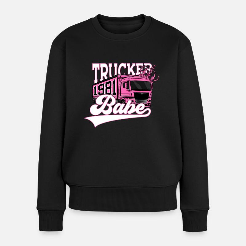45. GEBURTSTAG TRUCKER BABE 1981 LKW FAHRERIN - Frauen Premium Bio Pullover - Schwarz