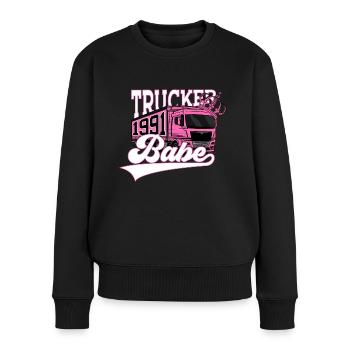 35. GEBURTSTAG 1991 TRUCKER BABE LKW FAHRERIN - Frauen Premium Bio Pullover - Schwarz - Vorne - Julia (174cm)