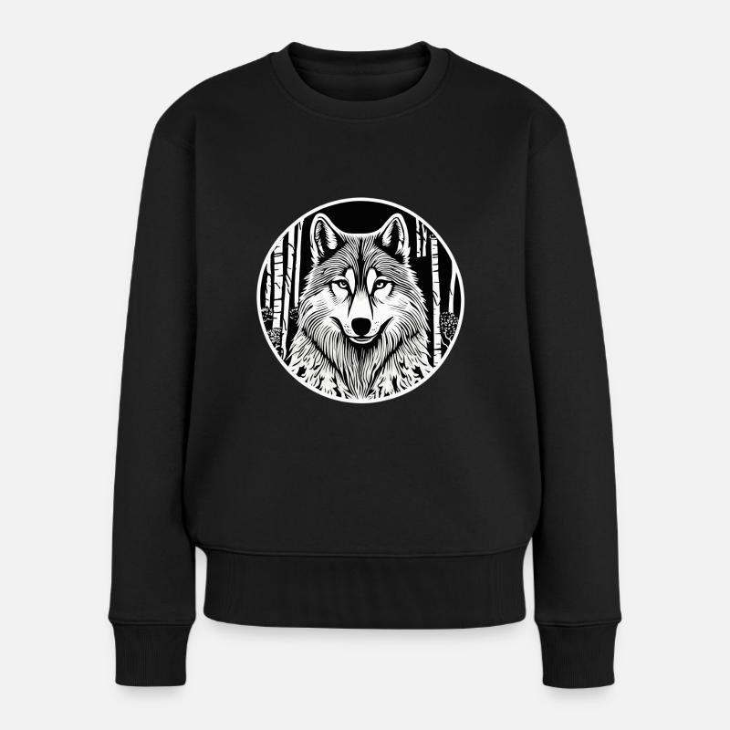 Loup noir et blanc - Pull Premium bio Femme - noir