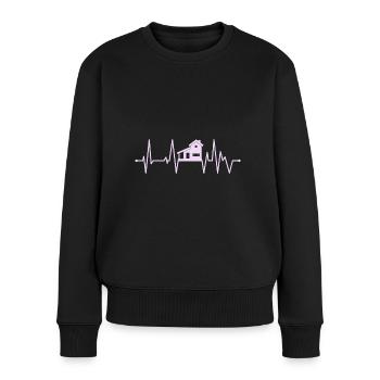 Bauherrin Hausbau Richtfest Haus Bauen Herzschlag - Frauen Premium Bio Pullover - Schwarz - Vorne - Julia (174cm)