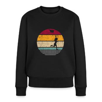 Drachensteigen Drachen steigen Retro Vintage - Frauen Premium Bio Pullover - Schwarz - Vorne - Julia (174cm)