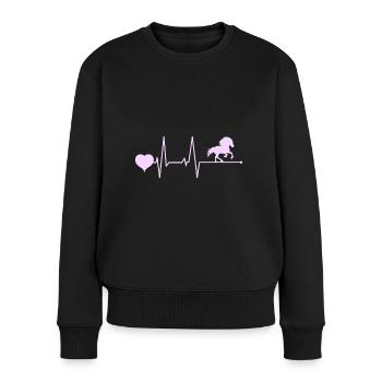 Islandpferd Tölt Herzschlag Pink für Reiterin - Frauen Premium Bio Pullover - Schwarz - Vorne - Julia (174cm)
