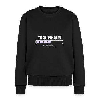 Bauherrin Traumhaus wird geladen Spruch Lustig - Frauen Premium Bio Pullover - Schwarz - Vorne - Julia (174cm)