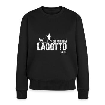 Lagotto Die mit dem Gassi geht Spruch für Frauchen - Frauen Premium Bio Pullover - Schwarz - Vorne - Julia (174cm)