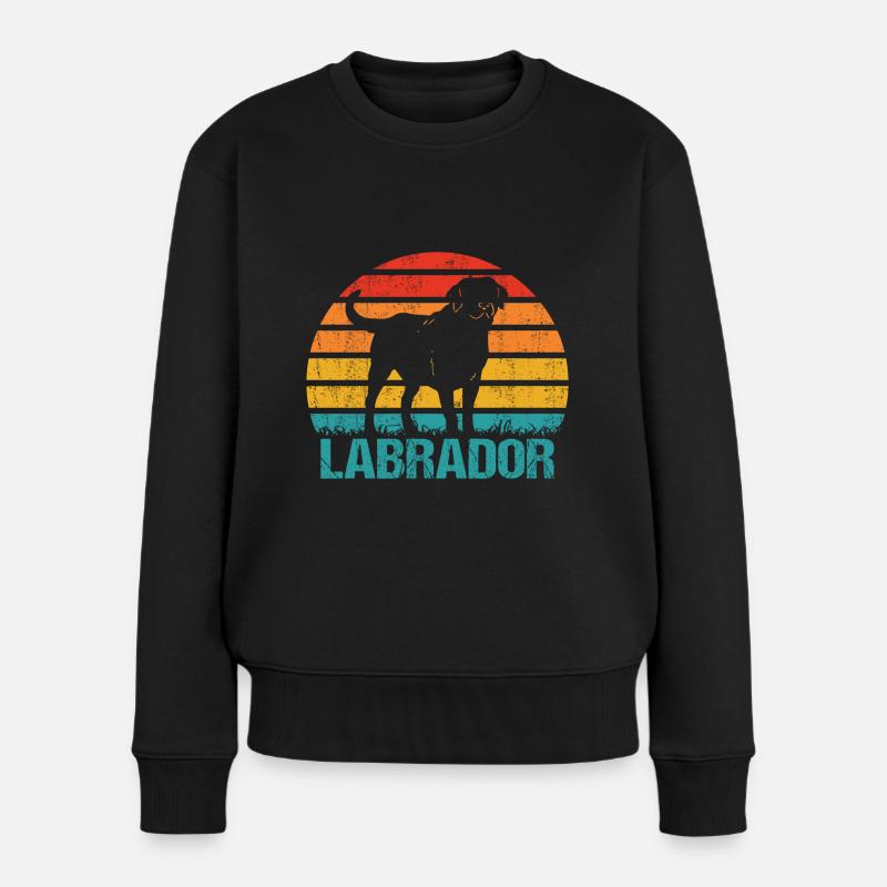 Vintage Labrador Retriever Lab Silhouette Retro - Frauen Premium Bio Pullover - Schwarz