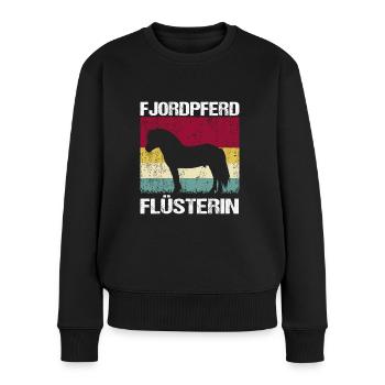 Fjordpferd Mama Flüsterin - Frauen Premium Bio Pullover - Schwarz - Vorne - Julia (174cm)