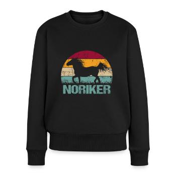 Noriker Pferd Vintage Retro - Frauen Premium Bio Pullover - Schwarz - Vorne - Julia (174cm)