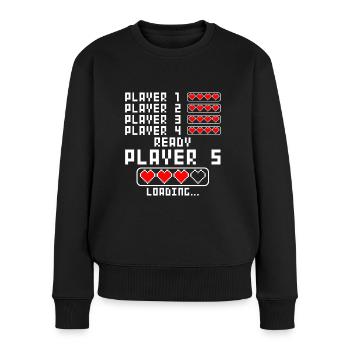Schwangerschaft verkünden Baby 5 Kind fünf fünftes - Frauen Premium Bio Pullover - Schwarz - Vorne - Julia (174cm)