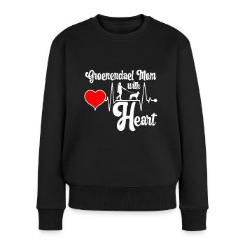 Groenendael Belgian Shepherd Mom Mama Herzschlag - Frauen Premium Bio Pullover - Schwarz - Vorne - Julia (174cm)