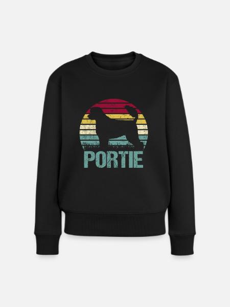 Portuguese Water Dog Portie PWD Vintage Retro - Frauen Premium Bio Pullover - Schwarz