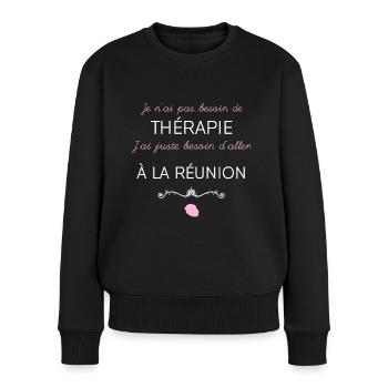 Femme Ile de la Réunion Cadeau Maman Amie - Pull Premium bio Femme - noir - Devant - Julia (174cm)