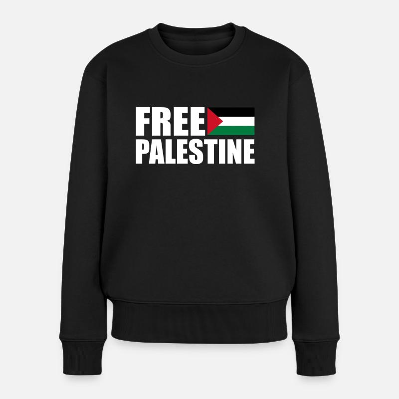 Free palestine - Frauen Premium Bio Pullover - Schwarz