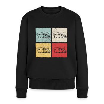 Motorhome Camper Trekking Retro Gift Idea - Women's Premium Organic Jumper - black - Front - Julia (174cm)