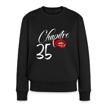 Anniversaire 35 ans Femme chapitre 35 Glamour - Pull Premium bio Femme - noir - Devant - Julia (174cm)