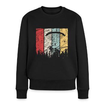 Gleitschirm Fallschirmspringen Geschenkidee Retro - Frauen Premium Bio Pullover - Schwarz - Vorne - Julia (174cm)