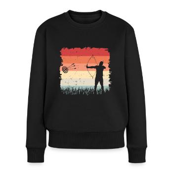 Bow Archer Arrow Vintage Retro Gift - Women's Premium Organic Jumper - black - Front - Julia (174cm)