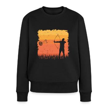 Bow Archer Arrow Retro Idée cadeau - Pull Premium bio Femme - noir - Devant - Julia (174cm)