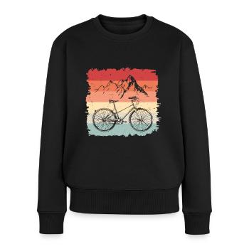 Vélo Cycliste Roue Rétro Cadeau - Pull Premium bio Femme - noir - Devant - Julia (174cm)