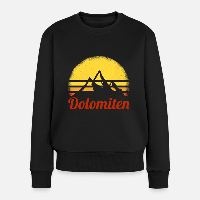 Dolomiten Wandern Geschenk Alpen Wanderer Tirol - Frauen Premium Bio Pullover - Schwarz