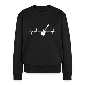 elektrische Gitarre Frequenz Puls Geschenk weiß - Frauen Premium Bio Pullover - Schwarz - Vorne - Julia (174cm)
