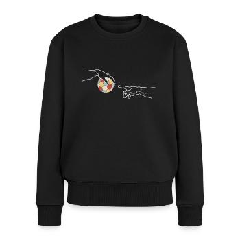Handball Retro Michelangelo Ball Lustig weiß - Frauen Premium Bio Pullover - Schwarz - Vorne - Julia (174cm)