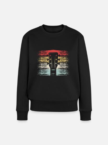 akustische Gitarre Retro Vintage Geschenk - Frauen Premium Bio Pullover - Schwarz