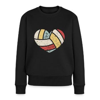Volleyball Retro Heart Valentine's Day - Women's Premium Organic Jumper - black - Front - Julia (174cm)