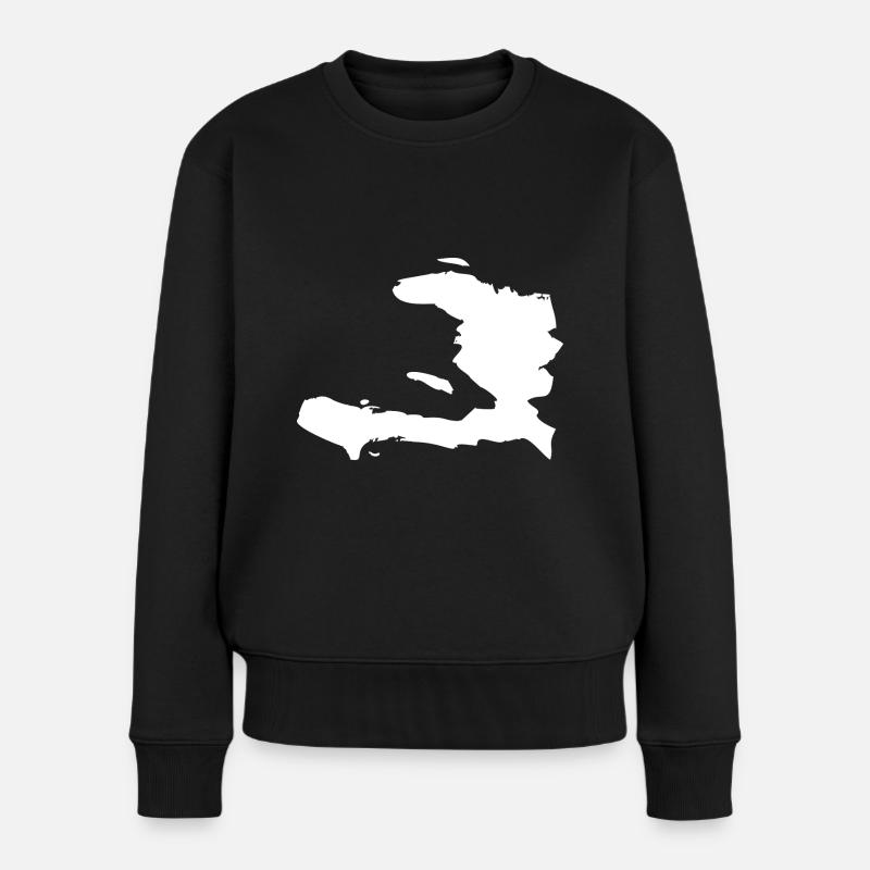 Drapeau de la carte d'Haïti - Pull Premium bio Femme - noir